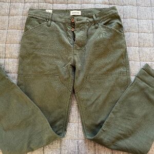 Taylor Stitch Boss Duck Chore Pants Hemp Blend Green Men's Size 32 x 32